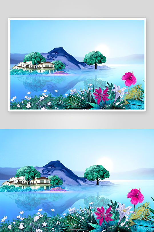 自然风景画背景装饰画素材-众图网