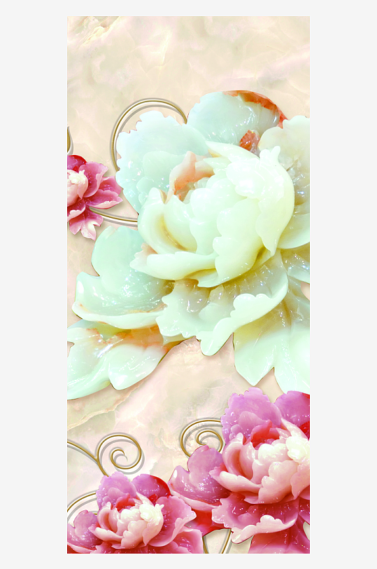 中式立体花卉装饰画图片-众图网