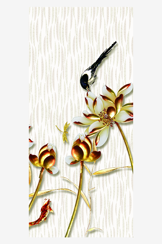 中式立体花卉装饰画图片-众图网