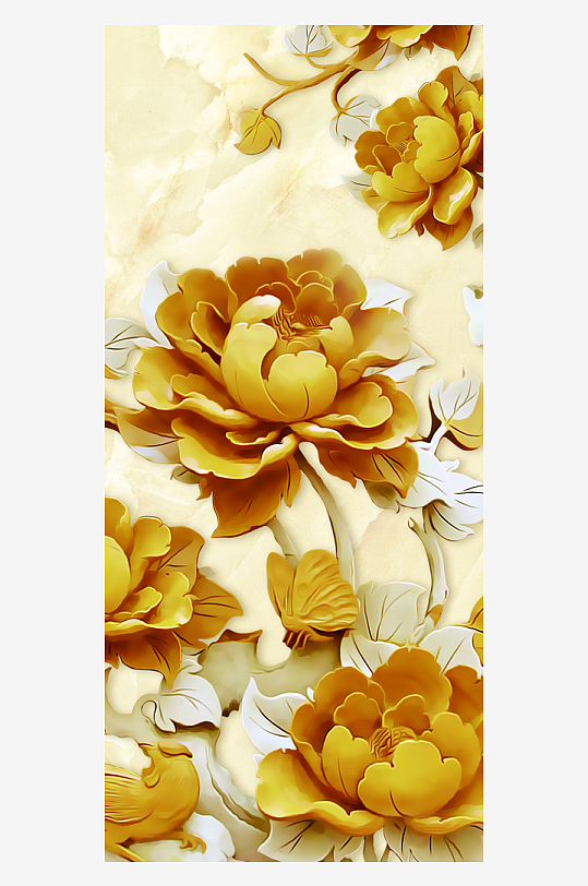 中式立体花卉装饰画图片-众图网