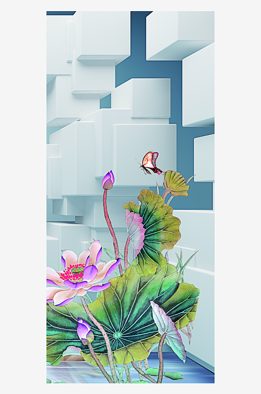 中式立体花卉装饰画图片-众图网