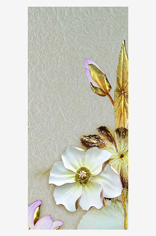 中式立体花卉装饰画图片-众图网