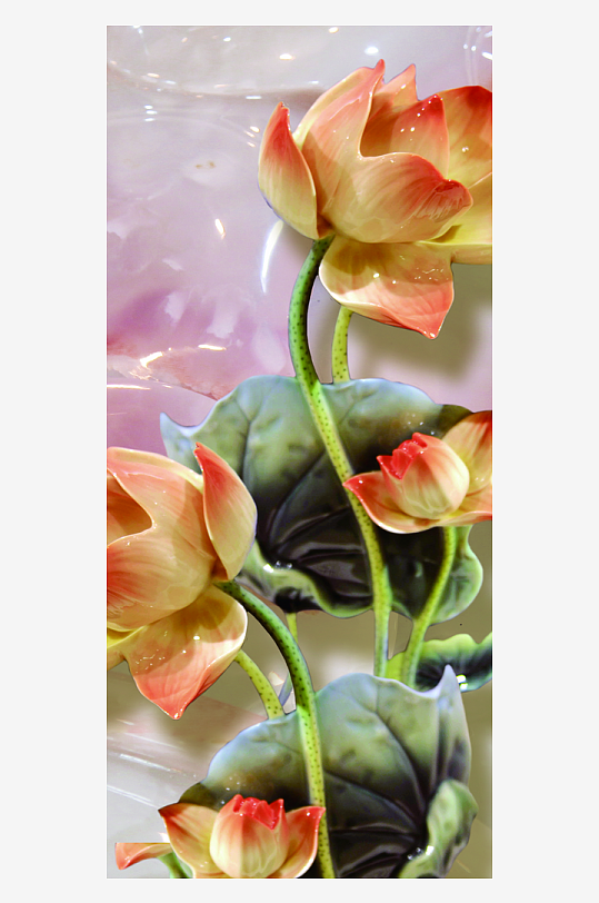 中式立体花卉装饰画图片-众图网