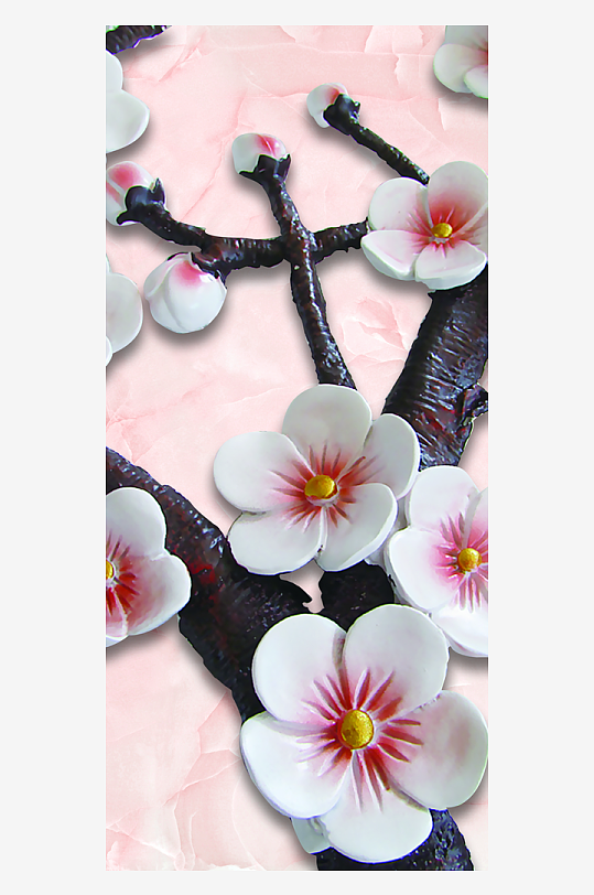 中式立体花卉装饰画图片-众图网