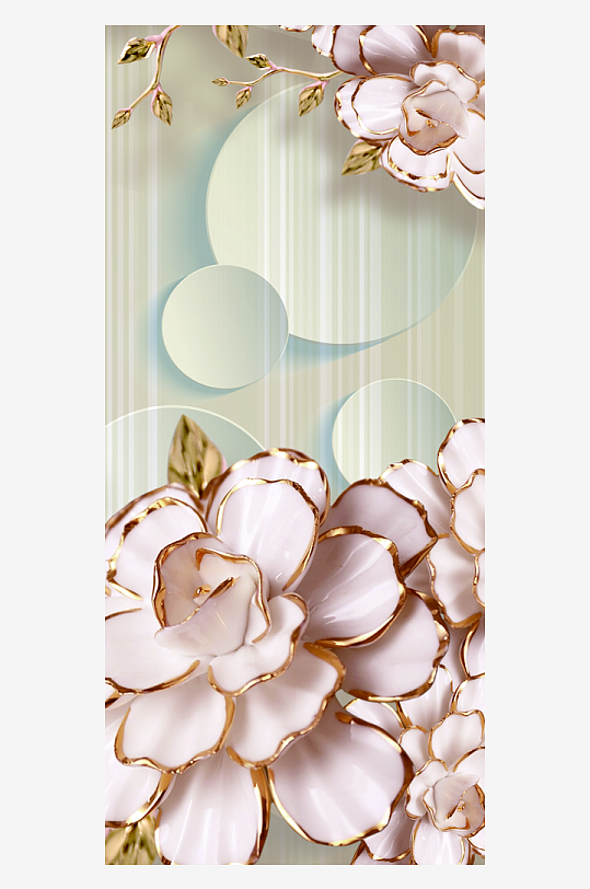 中式立体花卉装饰画图片-众图网