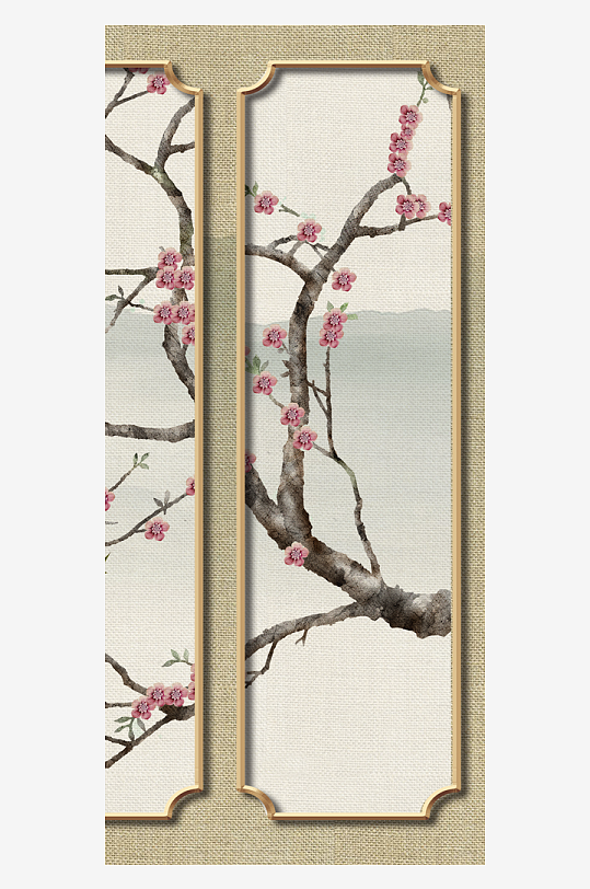 唯美古风中式花卉装饰画图片-众图网