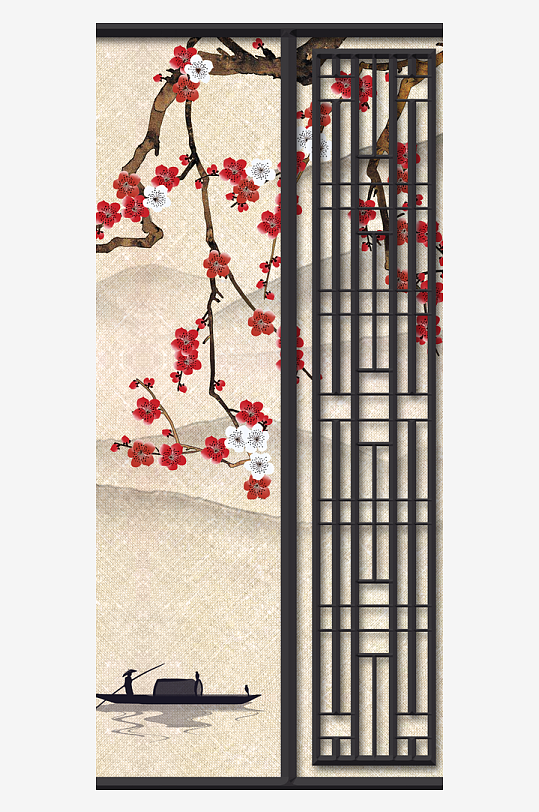 唯美古风中式花卉装饰画图片-众图网