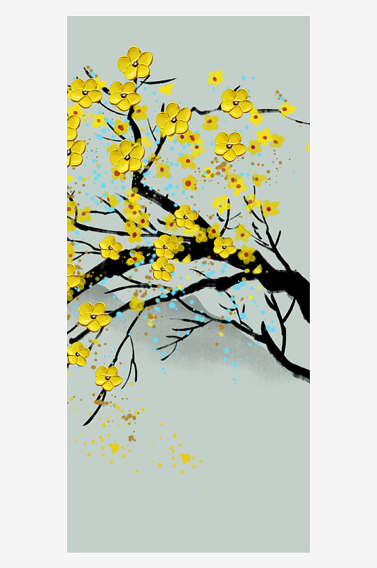 唯美古风中式花卉装饰画图片-众图网