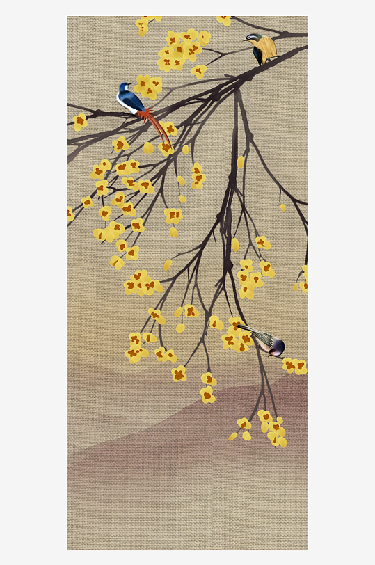 唯美古风中式花卉装饰画-众图网