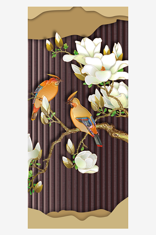 唯美古风中式花卉装饰画-众图网