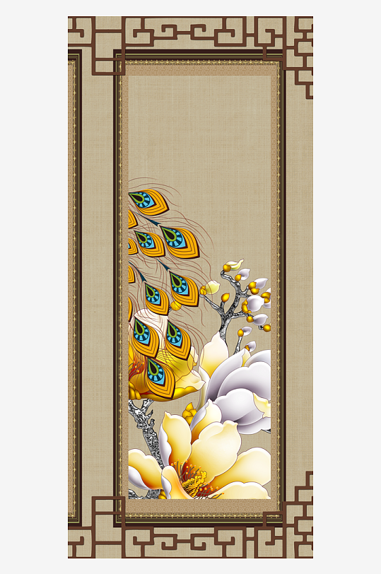 唯美古风中式花卉装饰画-众图网