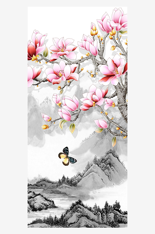 唯美古风中式花卉装饰画素材-众图网