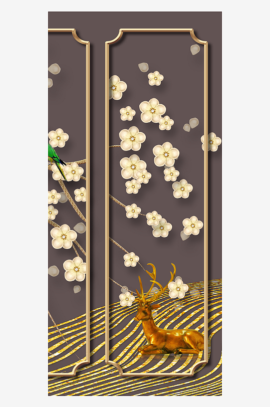 唯美古风中式花卉装饰画素材-众图网