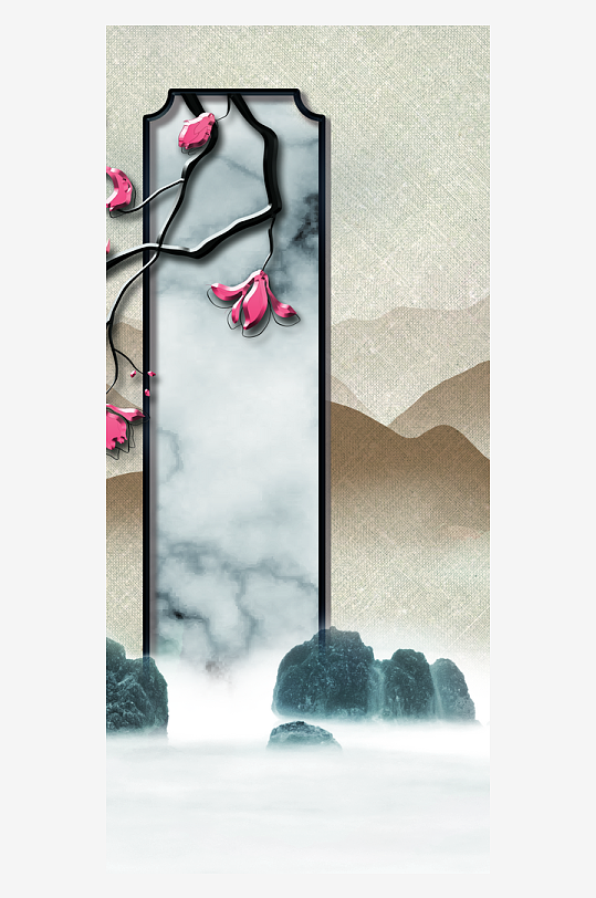 唯美古风中式花卉装饰画素材-众图网