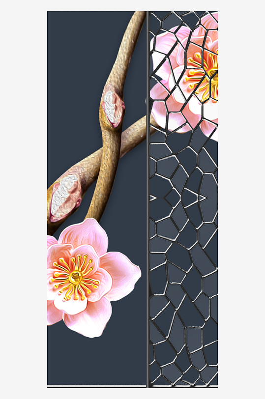 唯美古风中式花卉装饰画-众图网