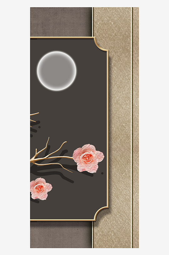 唯美古风中式花卉装饰画-众图网