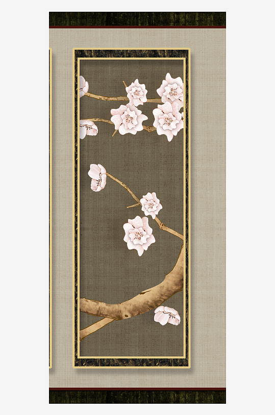 唯美古风花卉中式装饰画挂画-众图网