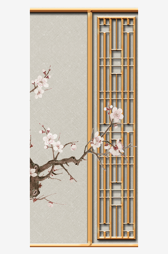 唯美古风花卉中式装饰画挂画-众图网