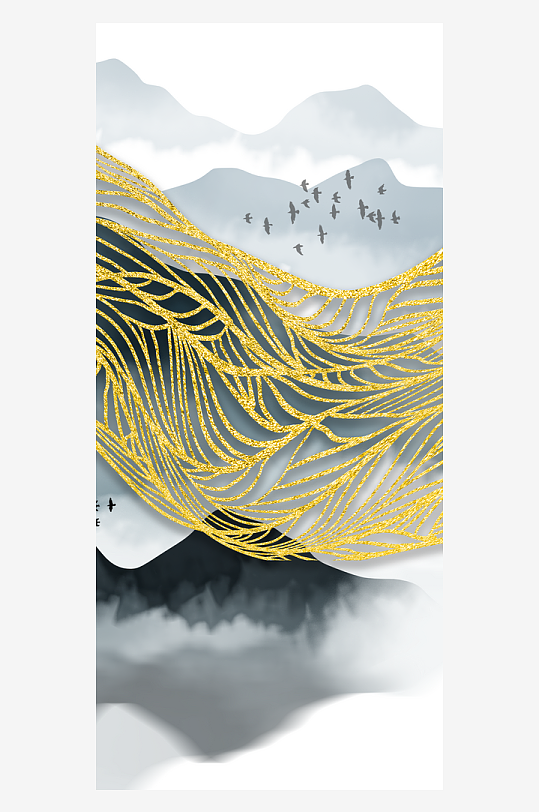 唯美古风花卉中式装饰画素材-众图网