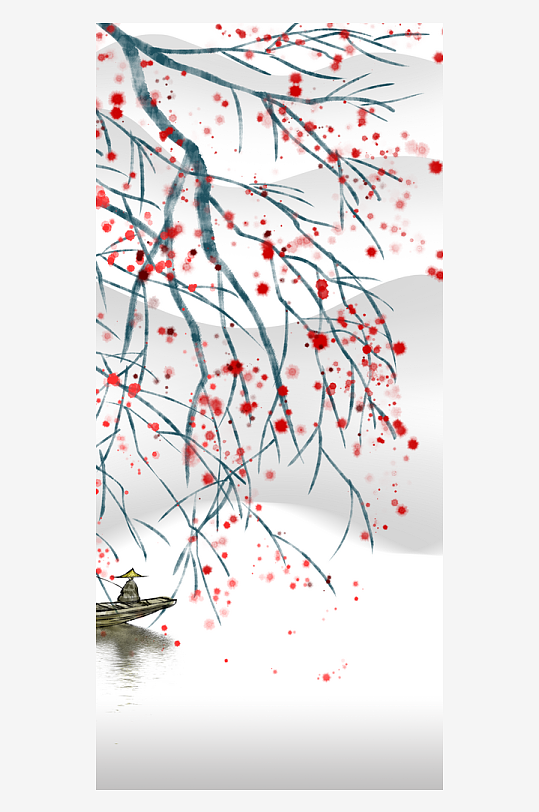 唯美古风花卉中式装饰画挂画-众图网