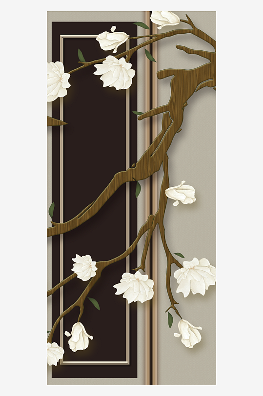 唯美古风花卉中式装饰画挂画-众图网