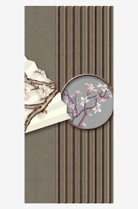 唯美古风花卉中式装饰画挂画-众图网