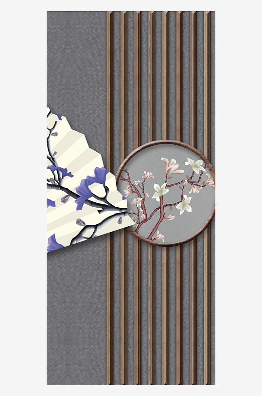 唯美古风花卉中式装饰画挂画-众图网