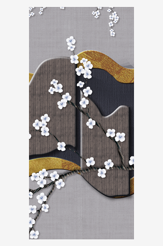 唯美古风花卉中式装饰画-众图网