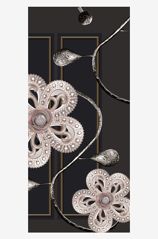 唯美古风花卉中式装饰画-众图网