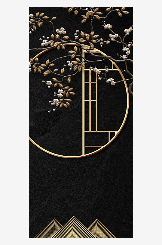 唯美古风花卉中式装饰画-众图网