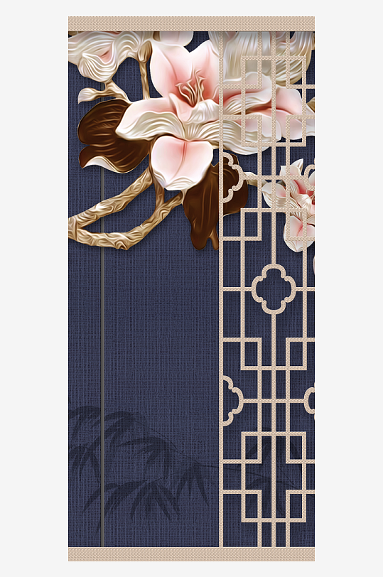 唯美古风花卉中式装饰画-众图网