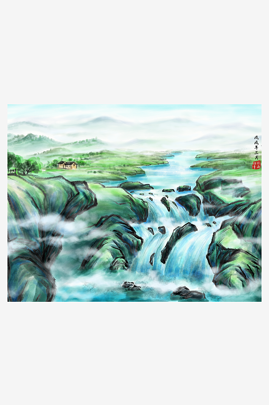 山水风景背景装饰画素材-众图网