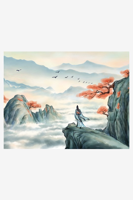 山水风景背景装饰画素材-众图网