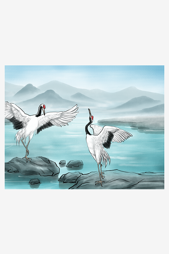 山水风景背景装饰画素材-众图网