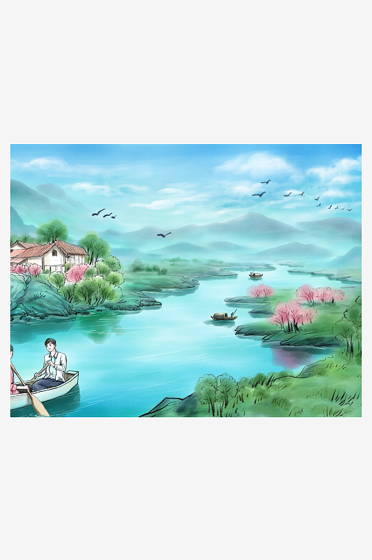 山水风景背景装饰画素材-众图网