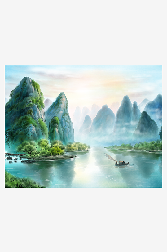 山水风景背景装饰画素材-众图网