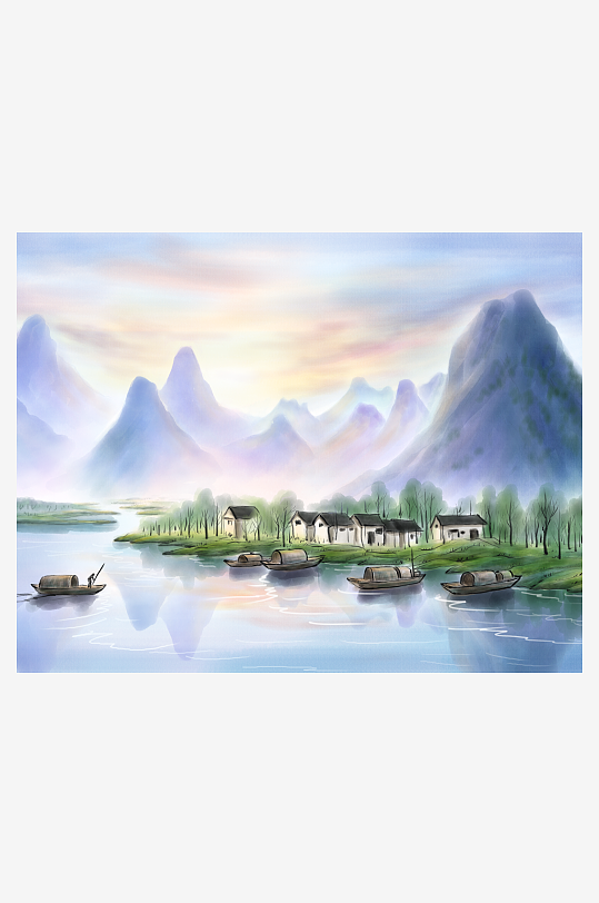 山水风景背景装饰画素材-众图网