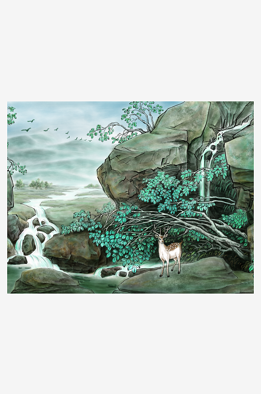 山水风景背景装饰画素材-众图网