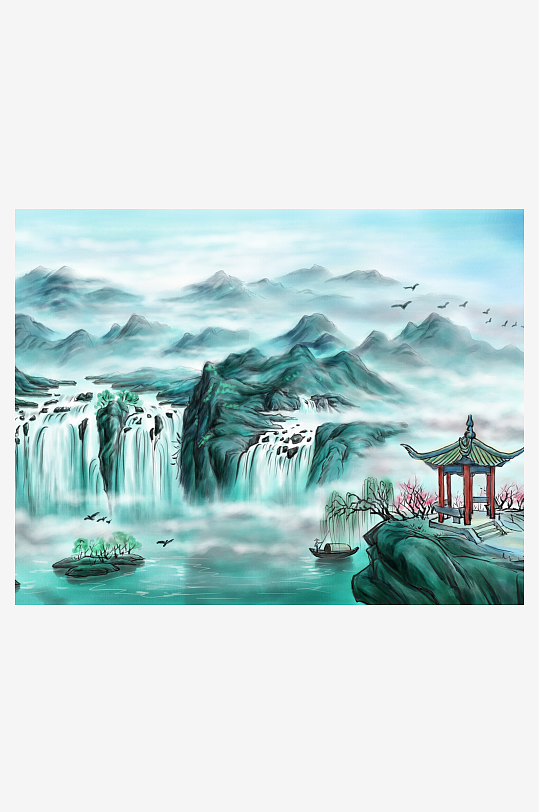 山水风景背景装饰画素材-众图网