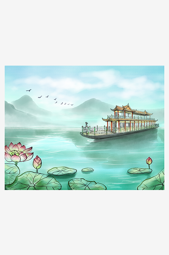 山水风景背景装饰画素材-众图网