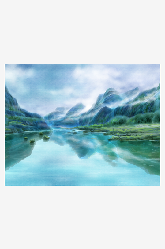 山水风景背景装饰画素材-众图网