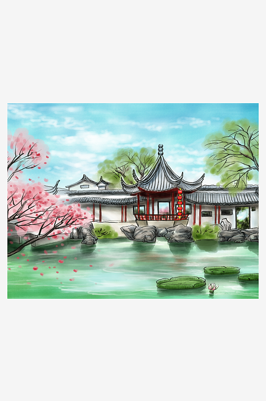 山水风景背景装饰画素材-众图网