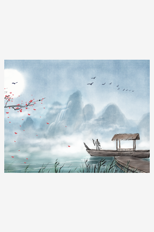 山水风景背景装饰画-众图网