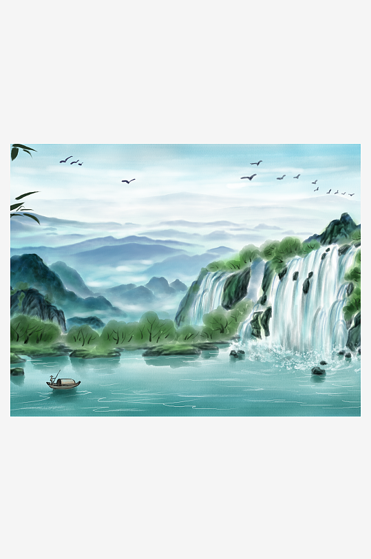 山水风景背景装饰画-众图网