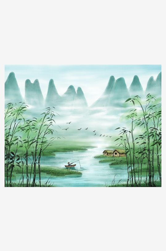 山水风景背景装饰画-众图网
