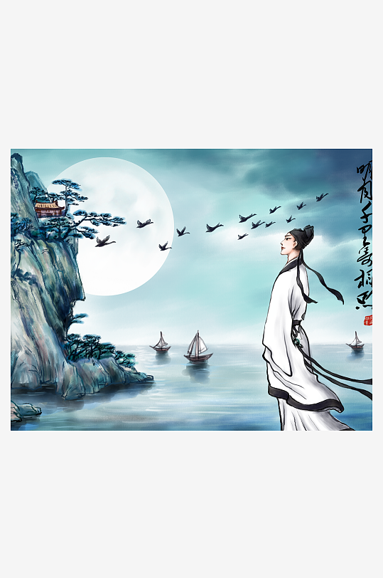 山水风景背景装饰画-众图网