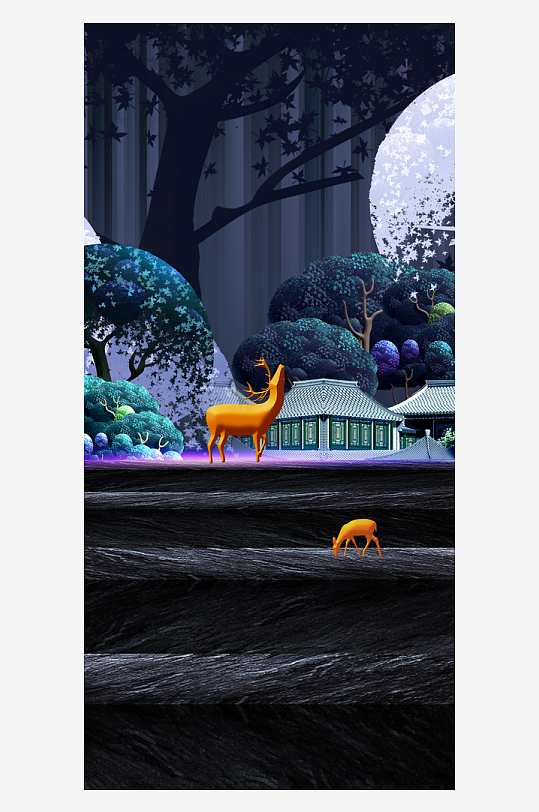 森系背景装饰画图片-众图网