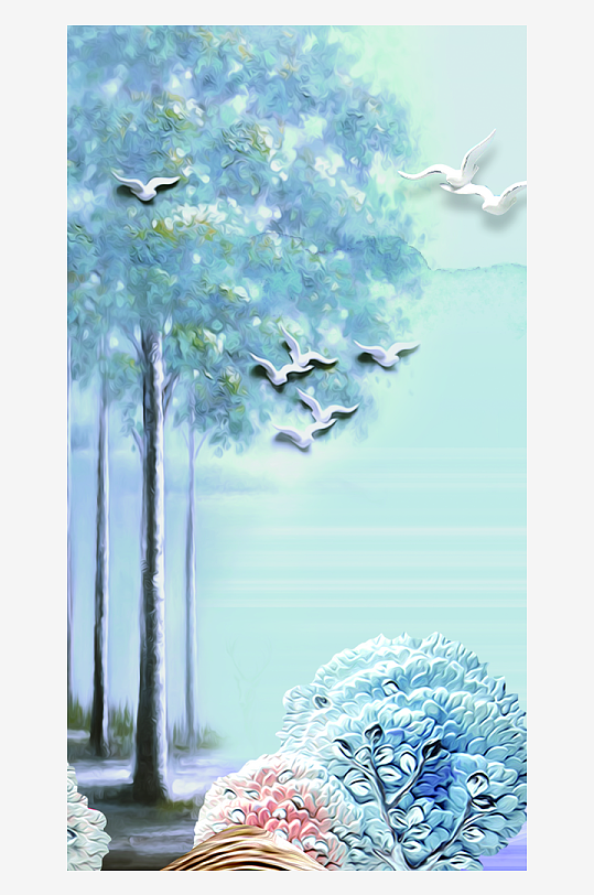 森系背景装饰画图片-众图网