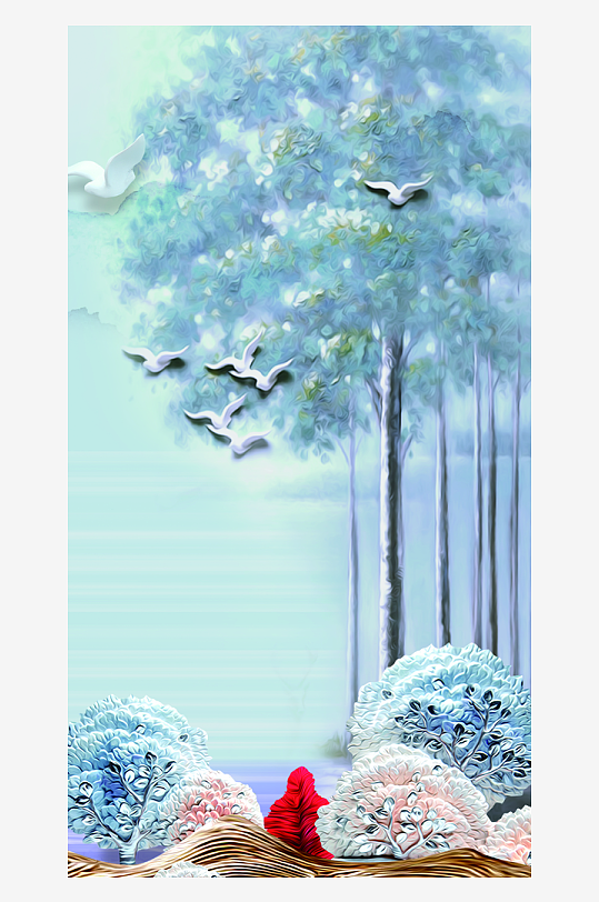 森系背景装饰画图片-众图网