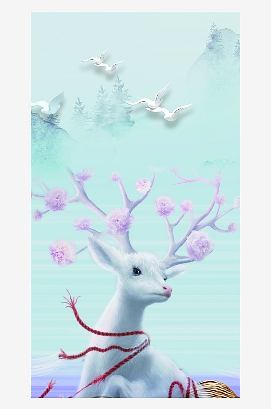 森系背景装饰画图片-众图网